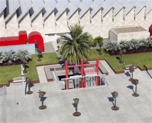 An overhead view of the installation of artist Ai Weiwei&#039;s &#039;&#039;Circle of Animals/Zodiac Heads&#039;&#039; is pictured at the Los Angeles County Museum of Art in Los Angeles, California in this undated publicity photograph released to Reuters on September 2, 2011.