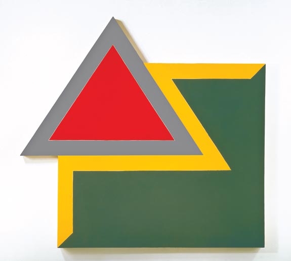 Frank Stella, Chocorua IV, 1966, fluorescent alkyd and epoxy paints on canvas, 120 x 128 x 4 in. (304.8 x 325.12 x 10.16 cm). Hood Museum of Art, Dartmouth College. Purchased through the Miriam and Sidney Stoneman Acquisitions Fund, a gift from Judson and Carol Bemis ’76, and gifts from the Lathrop Fellows in honor of Brian P. Kennedy, director of the Hood Museum of Art, 2005–2010; 2010.50. © 2010 Frank Stella / Artists Rights Society (ARS), New York. 