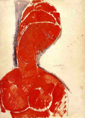 Amedeo Modigliani&#039;s &#039;Female Bust in Red (detail),&#039; 1915.