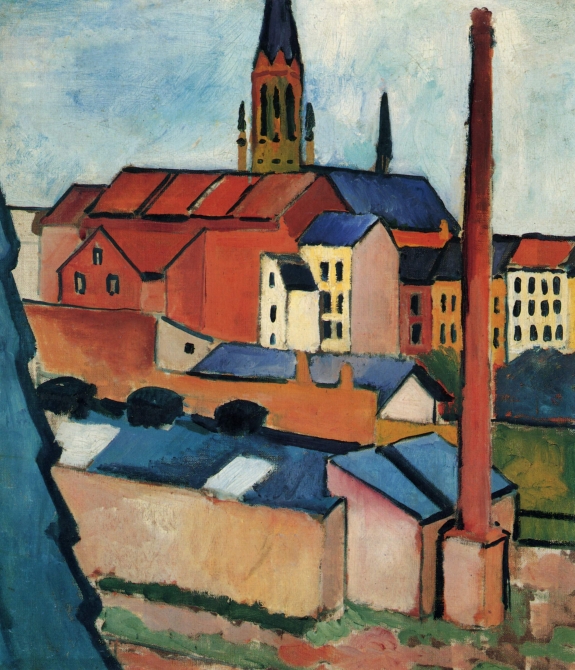 Portigon AG&#039;s collection includes works by August Macke. Pictured: Macke&#039;s &#039;Marienkirche in Bonn mit Häusern und Schornstein,&#039; 1911.