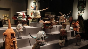 Hopi masks sold during an auction at Paris&#039; Neret-Minet Tessier &amp; Sarrou auction house.