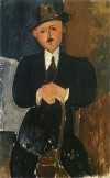 Detail of Amedeo Modigliani's 'Seated Man with a Cane.'