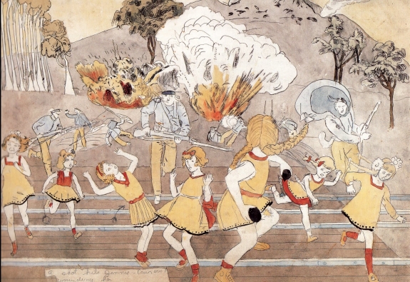 An illustration by self-taught artist Henry Darger.