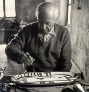 Pablo Picasso at Madoura Pottery workshop, 1953.