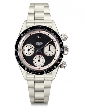 A stainless-steel Rolex Daytona chronograph sold for $1.1 million at a Christie’s International auction in Geneva. 