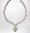 The 47.14-carat heart-shaped Fancy Intense yellow diamond was worn by the Duchess of Windsor as a ring and refashioned as a diamond pendant necklace by Van Cleef &amp; Arpels for Estee Lauder in 1978.