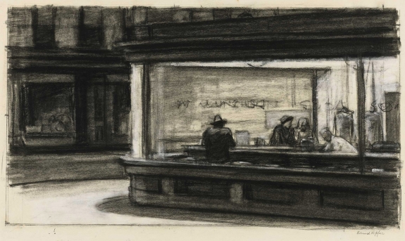 Edward&#039;s Hopper&#039;s study for &#039;Nighthawks,&#039; 1942.