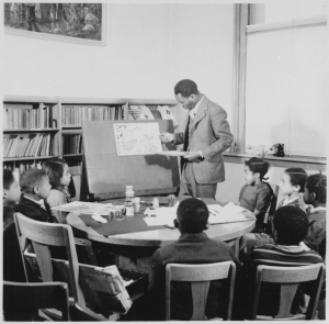 Jacob Lawrence teaching at the Abraham Lincoln School.