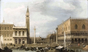 Canaletto&#039;s restored &#039;Venice: The Molo from the Bacino di S. Marco,&#039; 1724.