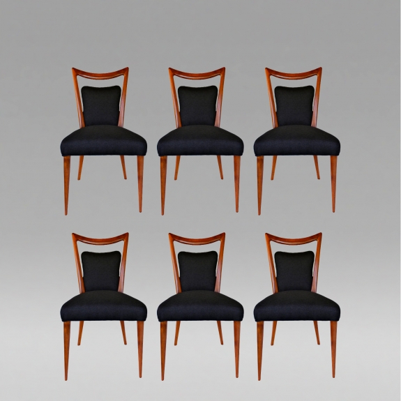 Rare set of six Art Deco dining chairs by Melchiorre Bega, c. 1955. 