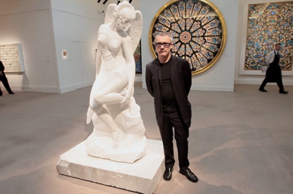 My most amazing show: Damien Hirst stands by Anatomy Of An Angel in Sotheby&#039;s, New Bond Street