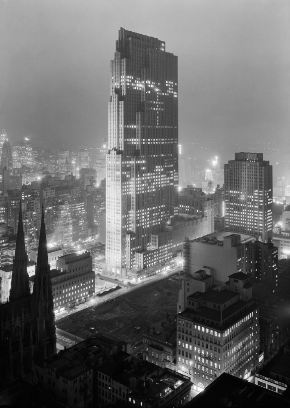 Berenice Abbott&#039;s &#039;The Rockfeller Center at Night,&#039; 1933.