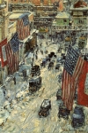 Childe Hassam&#039;s &#039;Flags on 57th Street, Winter,&#039; 1918.