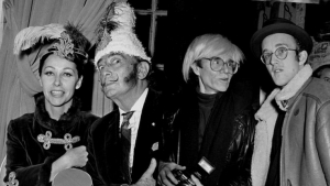 L-R: Ultra Violet, Salvador Dali, Andy Warhol, and Keith Haring.