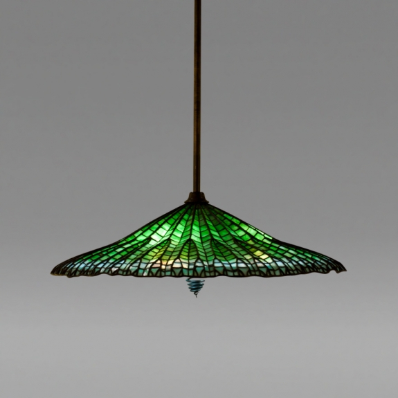 Tiffany Studios Hanging Lotus Shade from Ed Wormley&#039;s Chicago Showroom. 