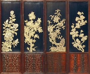 Four panels, floral side.