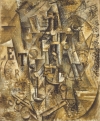 Picasso&#039;s Still Life With Bottle of Rum has a table curve in the righthand corner, the approximation of a bottle with a suggestion of fingers wrapped around it, and the floating letters &quot;L,&quot; &quot;E,&quot; &quot;T&quot; and &quot;R.&quot;