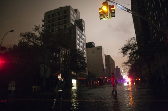 A flooded street during the blackout in Chelsea.
