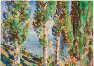 Detail of John Singer Sargent&#039;s &#039;Corfu: Cypresses,&#039; 1909.