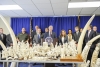 The Manhattan District Attorney Cyrus R. Vance and the Environmental Conservation Department commissioner Basil Seggos (left of podium) with some of the ivory taht was siezed.