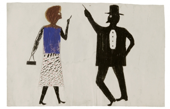 Bill Traylor&#039;s &#039;Untitled (Man, Woman),&#039; circa 1940–1942.