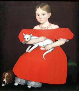 Ammi Phillips &quot;Girl in Red Dress with Cat and Dog,&quot; 1834-36, American Folk Art Museum, gift of the Siegman Trust, Ralph Esmerian, trustee.