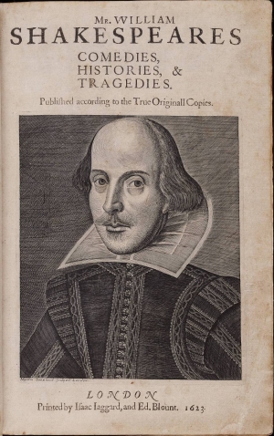 Title page of William Shakespeare&#039;s First Folio, 1623.