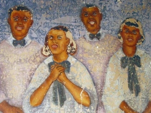 One of Harlem Hospital&#039;s historic WPA murals.