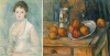 Left: Pierre-Auguste Renoir's 'Madame Henriot,' circa 1876. Right: Paul Cezanne's 'Still Life with Milk Jug and Fruit,' circa 1900.