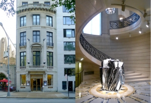 The National Academy Museum and School, left, and John Chamberlain&#039;s Tasteylingus, 2010, installed in the museum spiral-staircase atrium, at right