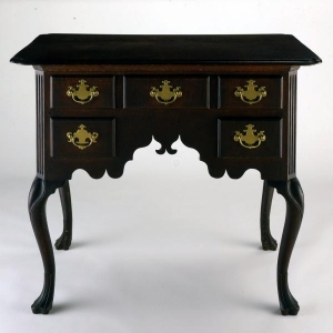Dressing Table or Lowboy, 1745-1755, Philadelphia. Solomon Fussell (Attributed), William Savery (Attributed). Curly maple, poplar, white cedar, and brass; H. 30, W. 35 1/20, D. 22 inches. Private Collection.