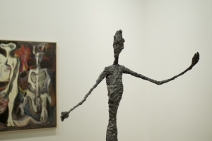 One of Alberto Giacometti&#039;s &#039;Pointing Man&#039; sculptures.