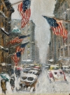 Guy C. Wiggins (1883–1962), Madison Avenue â€“ Winter, signed, n.d.  Oil on canvas board, 12 x 9 inches.