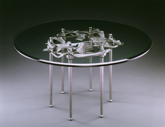 Albert Paley &quot;New Leaf Table,&quot; stainless steel, 60 x 60 x 22 3/4 inches.