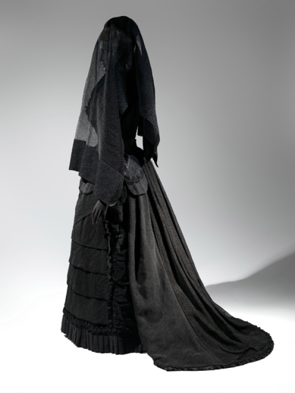 Mourning ensemble, circa 1870.