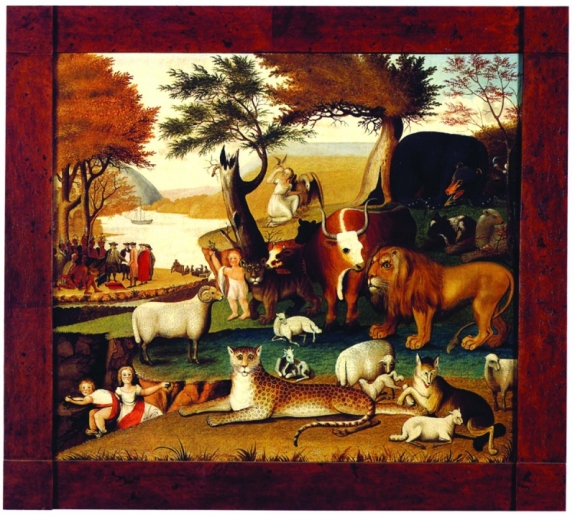 "The Peaceable Kingdom with the Leopard of Serenity," by Edward Hicks, a painting from 1846-1848. Ralph O. Esmerian, chairman emeritus of New York's American Folk Art Museum, had to sell the painting when his jewelry business filed for bankruptcy in 2008.