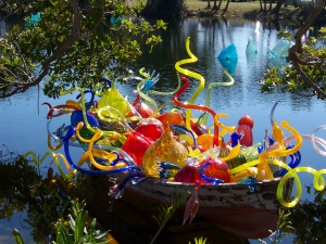 A glass sculpture by Dale Chihuly at the Fairchild Tropical Botanical Garden.