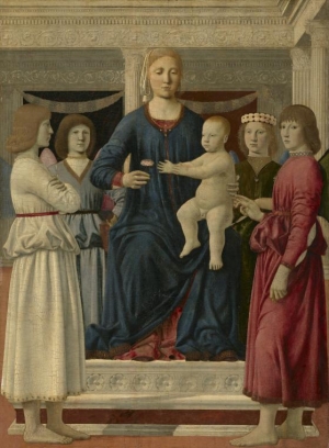 Piero della Francesca&#039;s &#039;Virgin and Child Enthroned with Four Angels,&#039; circa 1460-70.