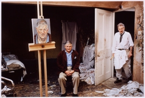 Lucian Freud with his sitter, David Hockney.