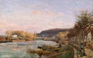 One of Camille Pissarro&#039;s paintings of the Seine.