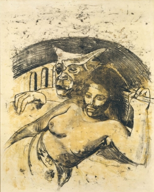 Paul Gauguin&#039;s &#039;Tahitian Woman with Evil Spirit,&#039; circa 1900.