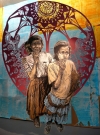 'Indian Girls' by the American Graffiti artist Swoon, is for sale in Dubai priced at 22,000 dollars.