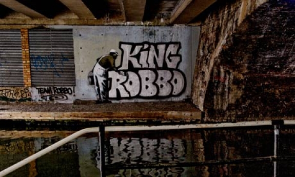 The graffito under a Regent&#039;s Canal bridge in Camden, north London, which is thought to have ignited the feud.