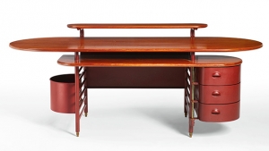 A rare Frank Lloyd Wright-designed desk from the S.C. Johnson &amp; Son Administration Building.