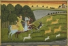 'Baz Bahadur and Rupmati Out Hunting Lucknow,' India, circa 1760.
