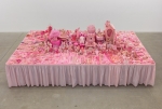Portia Munson, Pink Project: Table 1994, found plastic, 29 ½ x 96 x 160 inches.