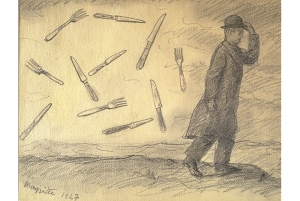 René Magritte&#039;s &#039;La Tempête (The Storm),&#039; 1927. Graphite.