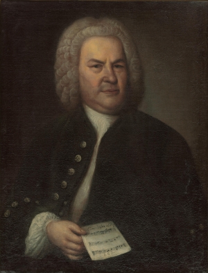 Elias Gottlob Haussmann&#039;s portrait of Johann Sebastian Bach.