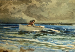 Winslow Homer&#039;s &#039;Rowing at Prouts Neck,&#039; 1887. 