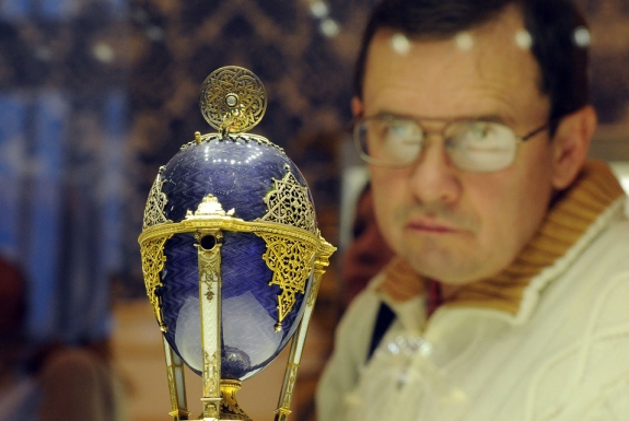 A Faberge egg at the Faberge Museum in Saint Petersburg.